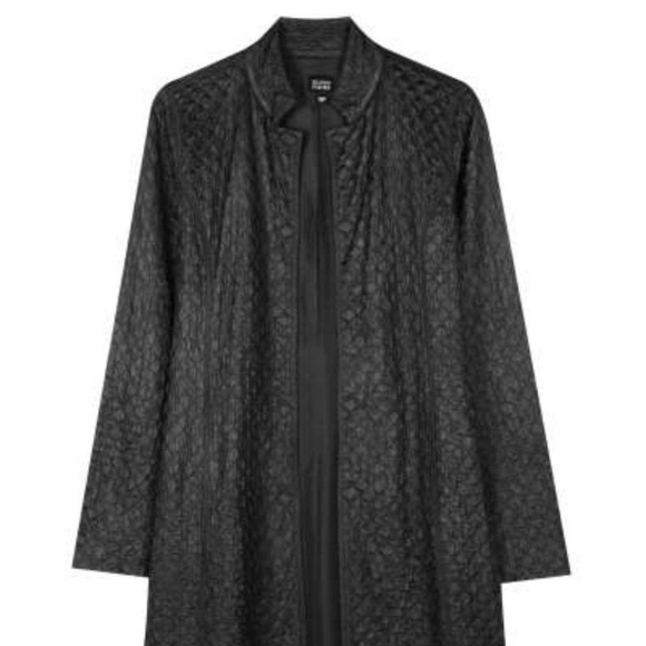 EILEEN FISHER Quilted Tussah Silk Diamond Long Jacket Duster Charcoal Gray Small